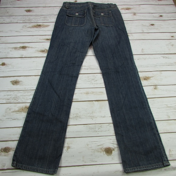 Gap Stretch Straight Jeans Lightly Distressed Dark - Picture 3 of 7